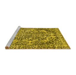 Sideview of Machine Washable Abstract Yellow Modern Rug, wshabs1272yw