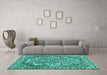 Machine Washable Abstract Turquoise Modern Area Rugs in a Living Room,, wshabs1272turq