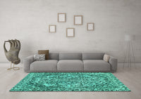 Machine Washable Abstract Turquoise Modern Rug, wshabs1272turq