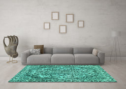 Machine Washable Abstract Turquoise Modern Area Rugs in a Living Room,, wshabs1272turq