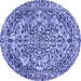 Round Machine Washable Abstract Blue Modern Rug, wshabs1272blu