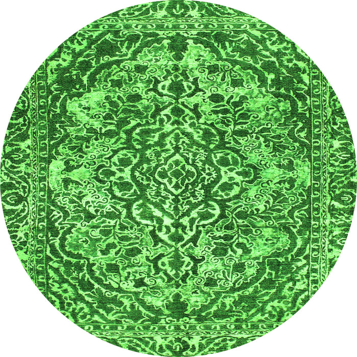 Round Abstract Green Modern Rug, abs1272grn