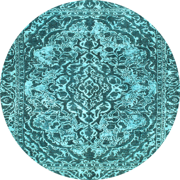 Round Abstract Light Blue Modern Rug, abs1272lblu