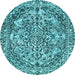 Round Abstract Light Blue Modern Rug, abs1272lblu