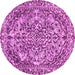 Round Machine Washable Abstract Pink Modern Rug, wshabs1272pnk