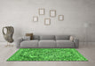 Machine Washable Abstract Green Modern Area Rugs in a Living Room,, wshabs1272grn