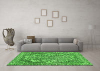 Machine Washable Abstract Green Modern Rug, wshabs1272grn