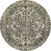 Round Abstract Tan Brown Modern Rug, abs1272