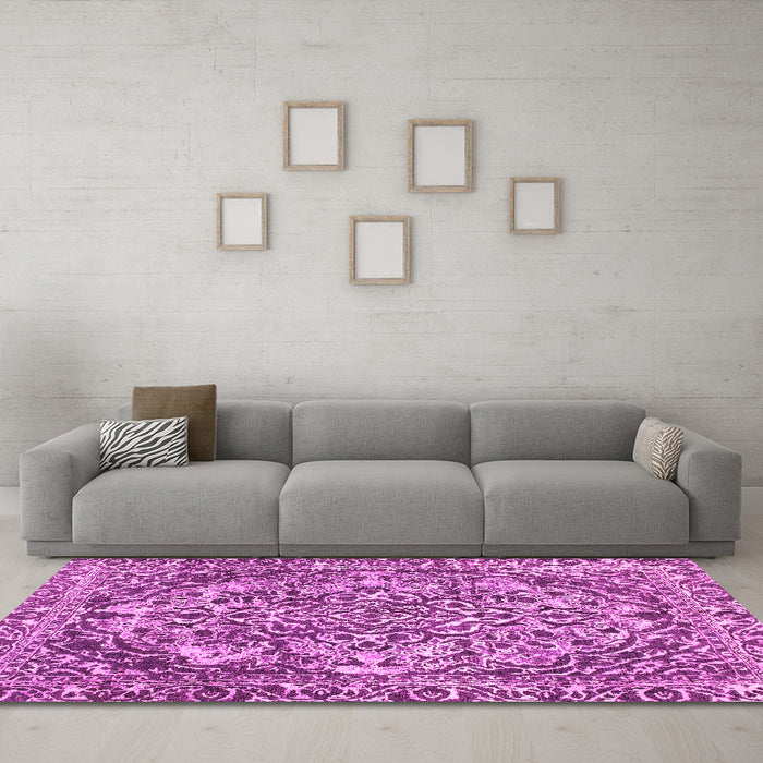 Machine Washable Abstract Pink Modern Rug in a Living Room, wshabs1272pnk