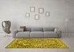 Machine Washable Abstract Yellow Modern Rug in a Living Room, wshabs1272yw