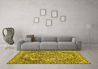 Machine Washable Abstract Yellow Modern Rug, wshabs1272yw