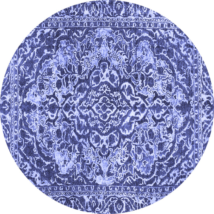 Round Abstract Blue Modern Rug, abs1272blu