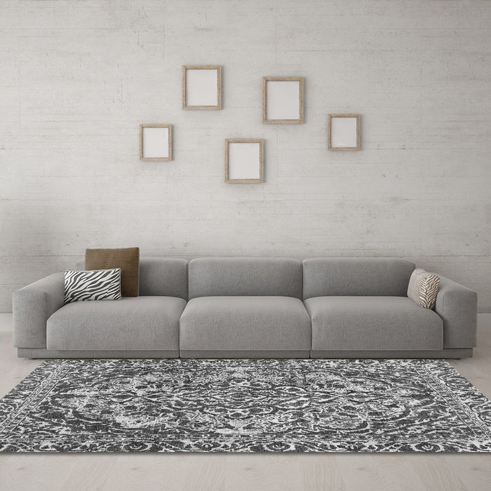 Machine Washable Abstract Gray Modern Rug in a Living Room,, wshabs1272gry