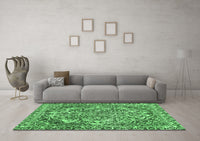 Machine Washable Abstract Emerald Green Modern Rug, wshabs1272emgrn