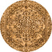 Round Machine Washable Abstract Orange Modern Area Rugs, wshabs1272org