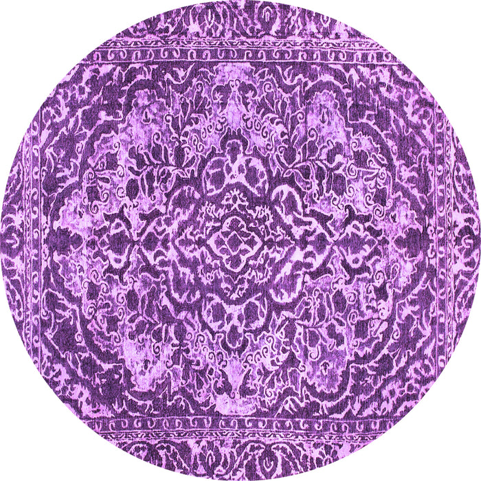 Round Machine Washable Abstract Purple Modern Area Rugs, wshabs1272pur