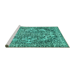 Sideview of Machine Washable Abstract Turquoise Modern Area Rugs, wshabs1272turq