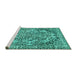 Sideview of Machine Washable Abstract Turquoise Modern Area Rugs, wshabs1272turq