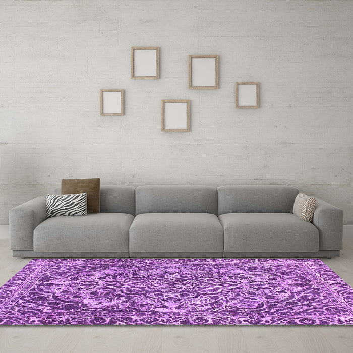 Machine Washable Abstract Purple Modern Area Rugs in a Living Room, wshabs1272pur