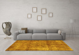Machine Washable Abstract Yellow Modern Rug in a Living Room, wshabs1273yw