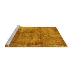 Sideview of Machine Washable Abstract Yellow Modern Rug, wshabs1273yw