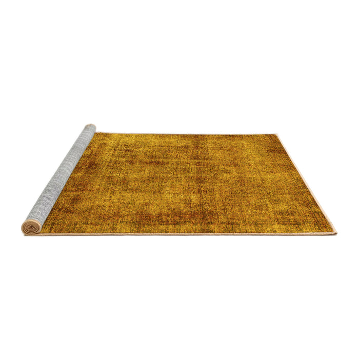 Sideview of Machine Washable Abstract Yellow Modern Rug, wshabs1273yw