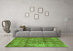 Machine Washable Abstract Green Modern Area Rugs in a Living Room,, wshabs1273grn