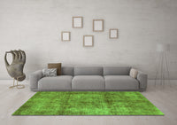 Machine Washable Abstract Green Modern Rug, wshabs1273grn