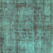 Square Abstract Turquoise Modern Rug, abs1273turq