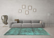 Machine Washable Abstract Turquoise Modern Area Rugs in a Living Room,, wshabs1273turq