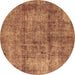 Round Abstract Brown Modern Rug, abs1273brn