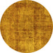 Round Abstract Yellow Modern Rug, abs1273yw