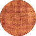 Round Abstract Orange Modern Rug, abs1273org