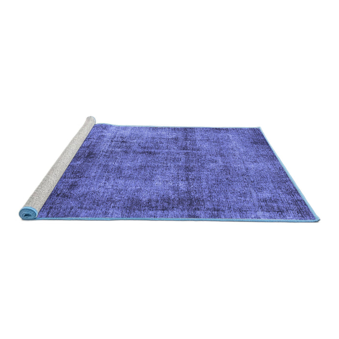 Sideview of Machine Washable Abstract Blue Modern Rug, wshabs1273blu