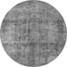 Round Machine Washable Abstract Gray Modern Rug, wshabs1273gry