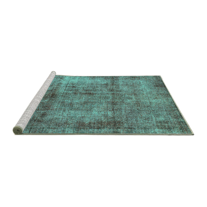 Sideview of Machine Washable Abstract Turquoise Modern Area Rugs, wshabs1273turq
