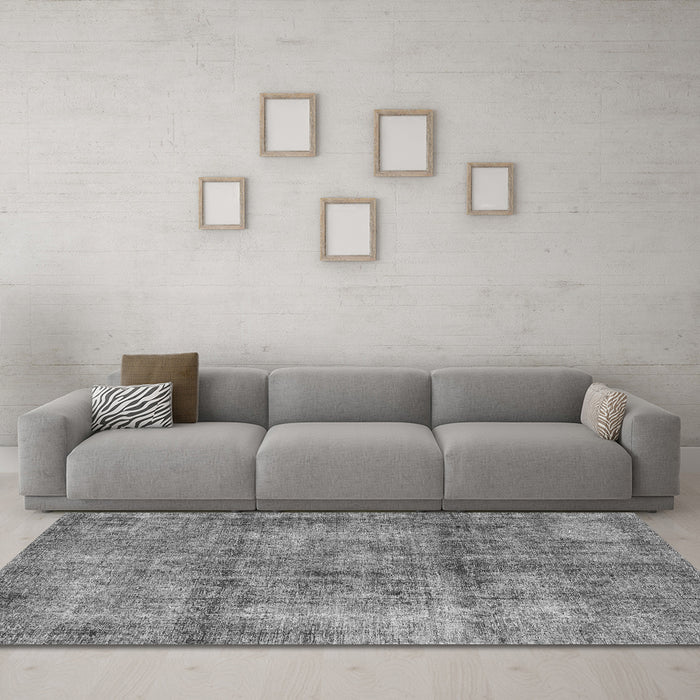 Machine Washable Abstract Gray Modern Rug in a Living Room,, wshabs1273gry