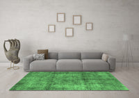 Machine Washable Abstract Emerald Green Modern Rug, wshabs1273emgrn