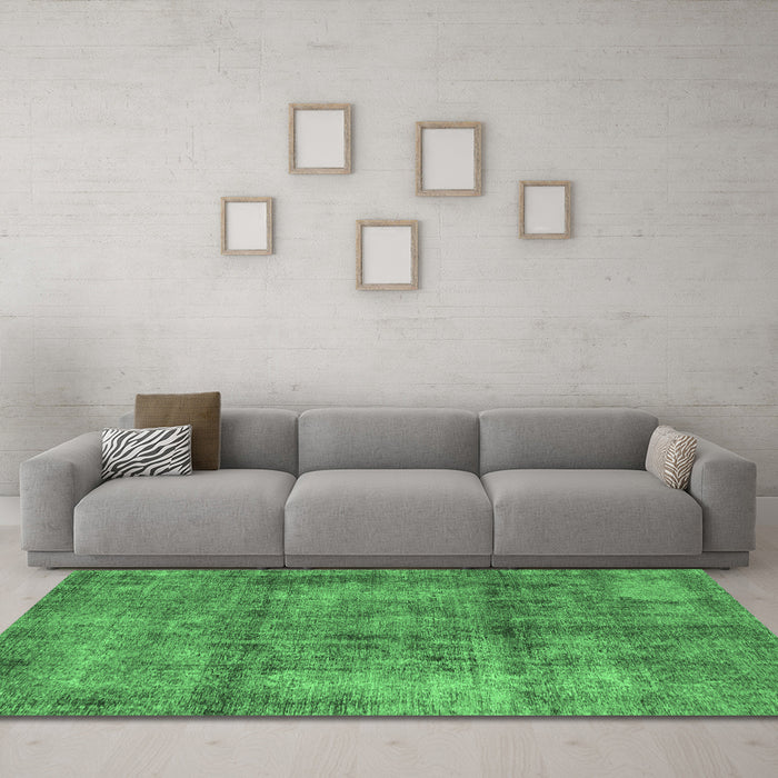 Machine Washable Abstract Emerald Green Modern Area Rugs in a Living Room,, wshabs1273emgrn