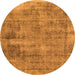 Round Machine Washable Abstract Orange Modern Area Rugs, wshabs1274org