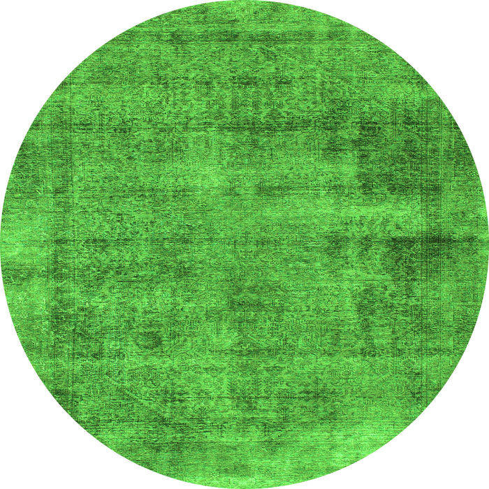 Round Abstract Green Modern Rug, abs1274grn