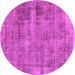 Round Machine Washable Abstract Pink Modern Rug, wshabs1274pnk