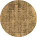 Round Abstract Brown Modern Rug, abs1274brn