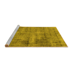 Sideview of Machine Washable Abstract Yellow Modern Rug, wshabs1274yw