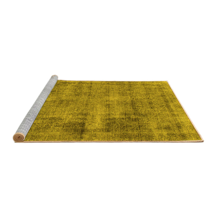Sideview of Machine Washable Abstract Yellow Modern Rug, wshabs1274yw