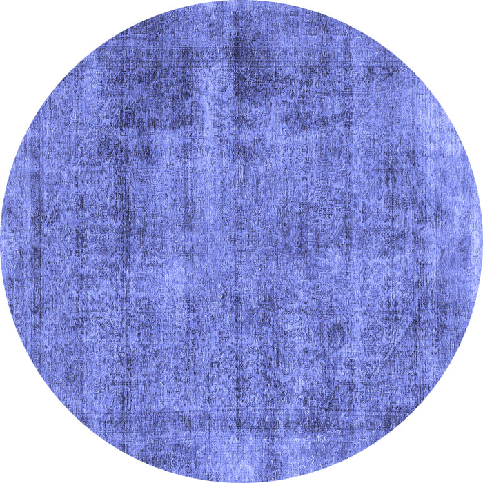 Round Machine Washable Abstract Blue Modern Rug, wshabs1274blu