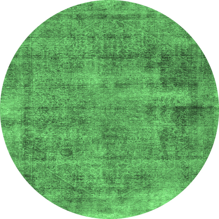 Round Abstract Emerald Green Modern Rug, abs1274emgrn