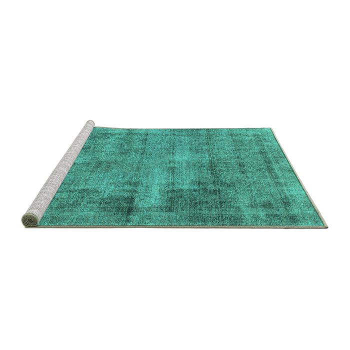 Sideview of Machine Washable Abstract Turquoise Modern Area Rugs, wshabs1274turq