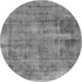 Round Machine Washable Abstract Gray Modern Rug, wshabs1274gry