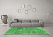 Machine Washable Abstract Emerald Green Modern Area Rugs in a Living Room,, wshabs1274emgrn